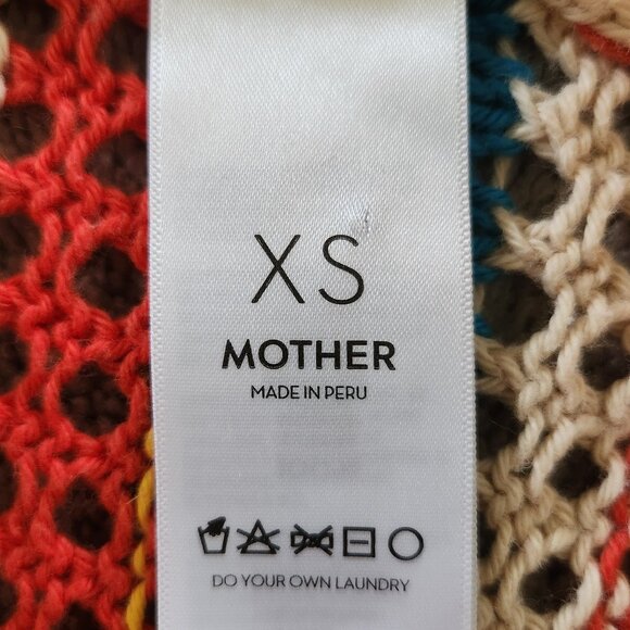 Mother multi striped knitted/chrochet  open stitch cotton polo blouse/sweater XS - Picture 9 of 9